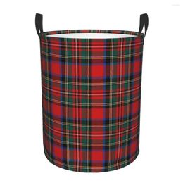 Laundry Bags Classic Tartan Plaid Basket Geometric Gingham Cheque Texture Clothes Toy Hamper Storage Bin For Kids Nursery