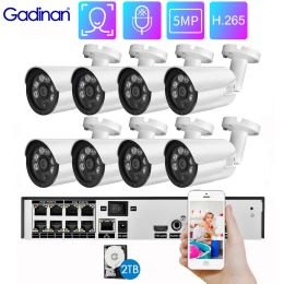 System Gadinan 8CH 5MP H.265+ POE NVR Security Camera System Face Record NVR Outdoor IP Camera Audio Record Home Video Surveillance Kit