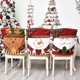 Chair Covers Christmas Decorations Decorative Cover Santa Claus Snowman Elk Table Decor Dining Home Party Furnishings