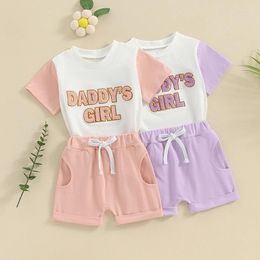 Clothing Sets Toddler Kids Baby Girls Summer Fuzzy Letter Embroidery Short Sleeve O-neck T-shirts Drawstring Shorts Tracksuits