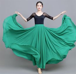 Belly Dance Chiffon Womens 17Color Solid 720 Degree Pendulum Skirt Gypsy Long s Dancer Practice Wear Purple Gold 2106234351395