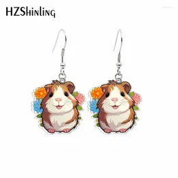 Dangle Earrings Cartoon Guinea Pig Flowers Acrylic Hook Drop Resin Epoxy Jewelry For Women