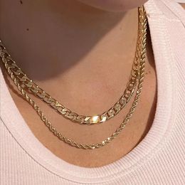 Pendant Necklaces Minimalist Handmade Gold Colour 2pcs Simple Twisted Rope Curb Chain Necklace For Women Jewellery Her Christmas Gifts Whalsale