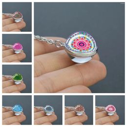 Pendant Necklaces Mandala Series Necklace Double-sided Glass Ball Alloy Religious Exquisite Gift To People