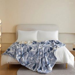 Blankets BeddingOutlet Luxury Tie-Dye Wool Blanket Soft Warm High Quality Colour For Winter Bedroom Sofa Cover Decor Gifts