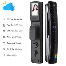 Lock 3D Facial Recognition App WIFI Password Fingerprint Card Portable Visual Doorbell Monitoring Camera Electronic Door Lock