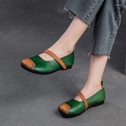 Casual Shoes GKTINOO Spring 2024 Flats Women Genuine Leather Mixed Colours Round Toe Shallow Handmade Ladies