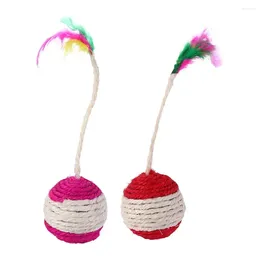 Other Bird Supplies Cat Toy Pet Sisal Scratching Ball Training Interactive For Kitten Funny Play Feather