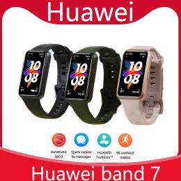 Wristbands Original Huawei Band 7 Watch Bracelet Wristband AoD 9.99mm Thin 24h SpO2 Blood Oxygen 2Weeks 1.47 Inch AMOLED Screen Heart Rate