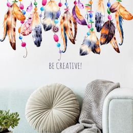 Wall Stickers Creative Colour Feather Pvc Home Decor Living Room Bedroom Decoration Mural Wallpaper Self Adhesive Porch Art Decal