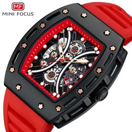 87 MINI FOCUS Brand Domineering Barrel Curved Mirror Hollowed Out Sports Men's Watch 0420G 62