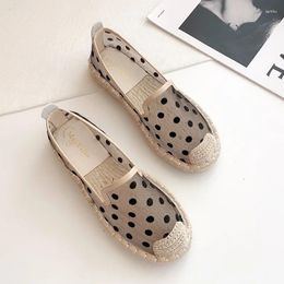 Casual Shoes Summer Breathable Polka Dot Espadrilles Women Round Toe Air-mesh Slip On Loafers Slides Mules Female Cosy Fisherman Moccasins