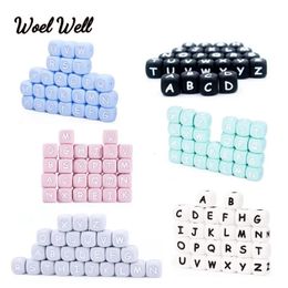 100pcs Russian Letter beads 12mm Alphabet Silicone Beads BPA Free Baby Teething Toys English Food Grade Silicone Name DIY Gift 240325