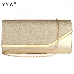 Evening Bags Sequined Envelope Clutch For Women 2024 Gold Purses And Handbags With Chain Shoulder Wedding Party Clutches