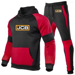 Men's Tracksuits Midnight Star Excavator Jcb Printed Fashion 2024 Stitching Sportswear Spring And Autumn Sweatshirt Sweatpants Suit