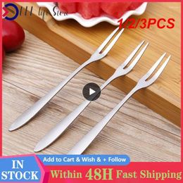 Forks 1/2/3PCS Stainless Steel Two-tine Flatware Fruit Fork Birthday Party Pick Snack Dessert Kitchen Accessorie