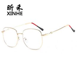 High quality fashionable New luxury designer sunglasses Ni Ni's Same Style Plain Face Glasses Fashion Metal Flat Mirror Popular Network Red INS Eyeglass Frame