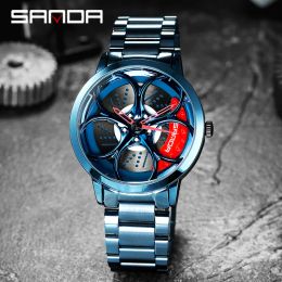 Watches Sanda Men's Custom Design Rim Wheel Watch Super Car Rim Wheel Waterproof Creative Stainless Steel Men's Watch Relogio Masculino