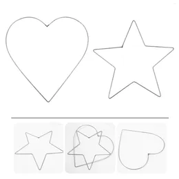 Decorative Flowers 2Pcs DIY Wreath Heart Shape Frame Five-pointed Star Loop Flower Hanging