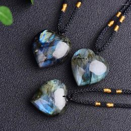 Pendant Necklaces Women Energy Healing Magic Wand Heart Labradorite Necklace Crystal Gem