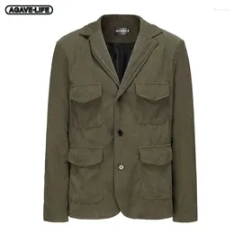 Men's Jackets Spring Autumn Coats Bussiness Casual Fashion Men Corduroy Jacket Solid Colour British Stand Collar Warm Coat 4XL