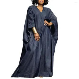 Casual Dresses Plus Size Women Dress V-neck Elegant Maxi For Stylish Batwing Sleeve Pullover Any