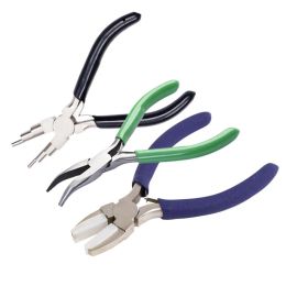 Tools 3 Pcs Jewelry Pliers Set 6in1 Bail Making Looping Pliers Nylon Nose Bent Nose Pliers for DIY Jewelry Beading Making Craft Tool