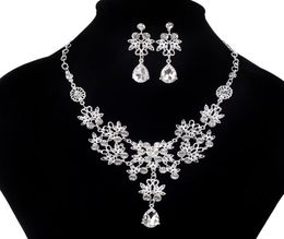2022 Fashion Crystal Adjustable Bridal Jewelry Sets Wedding Rhinestone Necklace Earrings Jewelry Set Cheap Wedding Accessories3371701