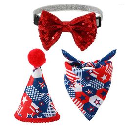 Dog Apparel Flag Pet Clothing Patriotic Cat Headdress American Puppy Bib Hat Bandana Kit Pets Grace Adorable Kitten Fabric Hijab