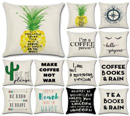 Home Cushion Covers Cotton Linen Black White English Words Pillow Cover Sofa Bed Nordic Decorative Pillow Case Almofadas 45x45cm4364165