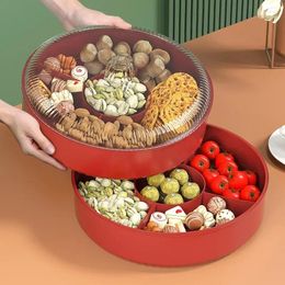 Plates Dried Fruit Tray Light Creative Grade Double Layer Storage Box With Lid Household Snack Candy