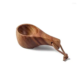 Tea Scoops Finland Rubber Wood Acacia Climbing Small Wooden Cup Single Hole Convenient Hand Coffee