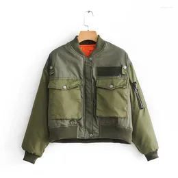 Women's Jackets Autumn European And American Military Green Flying Jacket Style Short Cotton Long Sleeved