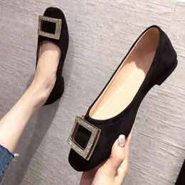 Casual Shoes Square Toe Flat Women's Spring Autumn Shallow Rhinestones Black Versatile Red Soft Soled Large Size For Women