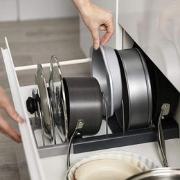 Kitchen Storage 7pcs Chopping Block Pot Lid Rack Retractable Cabinets Dish Stainless Steel Scratchproof Non-slip For Countertop
