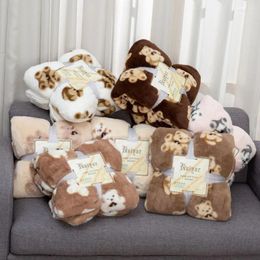 Blankets Cartoon Teddy Bear Blanket Winter Warm Thickened Faux Fur Baby Kids Throw Soft Plush Bedspread 160x200cm