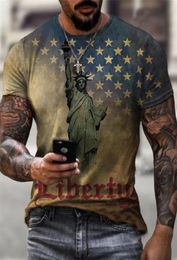 Liberty pattern 3D printed Tshirt visual impact party shirt punk gothic round neck highquality American muscle style short sleev2199566