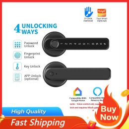 Lock With Tuya Biometric Fingerprint Smart Door Lock Electronic Door Locks for Home Office with Keys Fingerprint Security Handle Lock