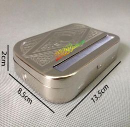 Smoking reliable quality rectangle Tobacco Roller Box matel Cigarette Roll Rolling papers Case2643142