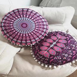 Pillow Round Mandala Pattern Pillowcase Bohemian Cover Floor For Family El Bar Car Decoration 43/80CM