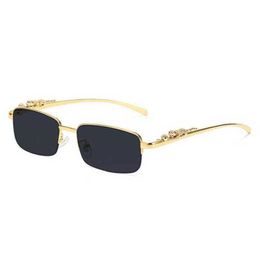 designer sunglasses 10% OFF Luxury Designer New Men's and Women's Sunglasses 20% Off Fashion half frame metal cheetah head optical glasses net Red Street Photo Women