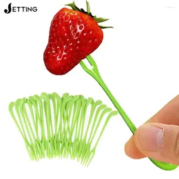 Forks Creative 10pcs/Set Green Tender Shoot Fruit Fork Chopsticks Cocktail Wedding Festival Birthday Kitchen Gadget Tools