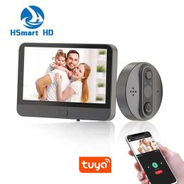 Doorbell Support tuya peephole 1080p camera wireless audio doorbell wifi 4.3 inch touch screen video intercom system