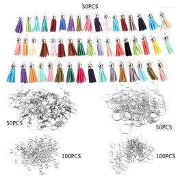 Keychains 350 Pcs/Set For Key Chain Rings DIY Crafts Jewellery Earrings Making Accessories Keychain Tassel Pendants F0S4