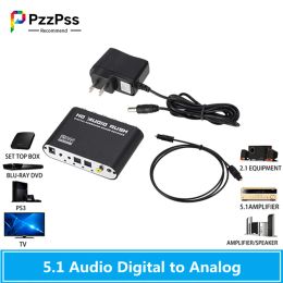 Accessories Pzzpss Dac Digital to Analogue 5.1 Channel Stereo Audio Converter Optical Spdif Coaxial Aux 3.5mm to 6 Rca Audio Converter Dac