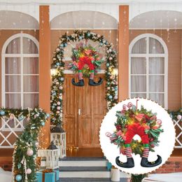 Decorative Flowers Flower Hanging Ornament Door Ring Xmas Clown Home Decor Wreath For Car Grill With Lights Flores Artificiales Para