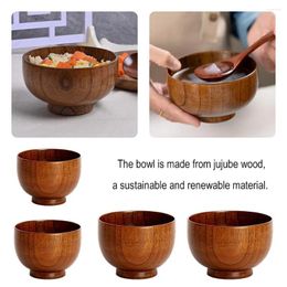 Bowls Wooden Bowl Japanese Style Rice Soup Kitchen Salad Tableware Noodles Container Jujube Ramen E2M4