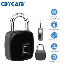 Lock Micro USB Rechargeable Smart Keyless Fingerprint Lock IP65 Waterproof AntiTheft Security Padlock Door Luggage Case Lock
