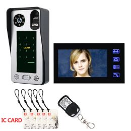 Intercom MOUNTAINONE 7inch Fingerprint IC Card Video Door Phone Intercom Doorbell With Door Access Control System