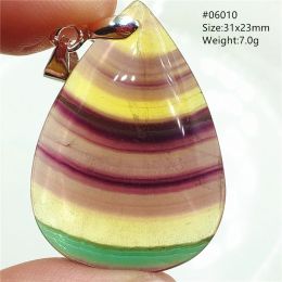 Necklaces Natural Green Yellow Fluorite Quartz Pendant Necklace Water Drop Crystal Colourful Fluorite Rainbow Jewellery Rare Woman Men AAAAA